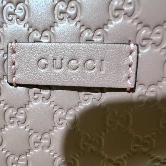 Gucci Guccissima Zip Top Handbag Purse Pink Gg Leather Shoulder Bag - Picture 10 of 16